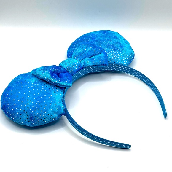 Handmade Blue Shiny Mickey Mouse Ears on Blue Headband - Picture 5 of 11